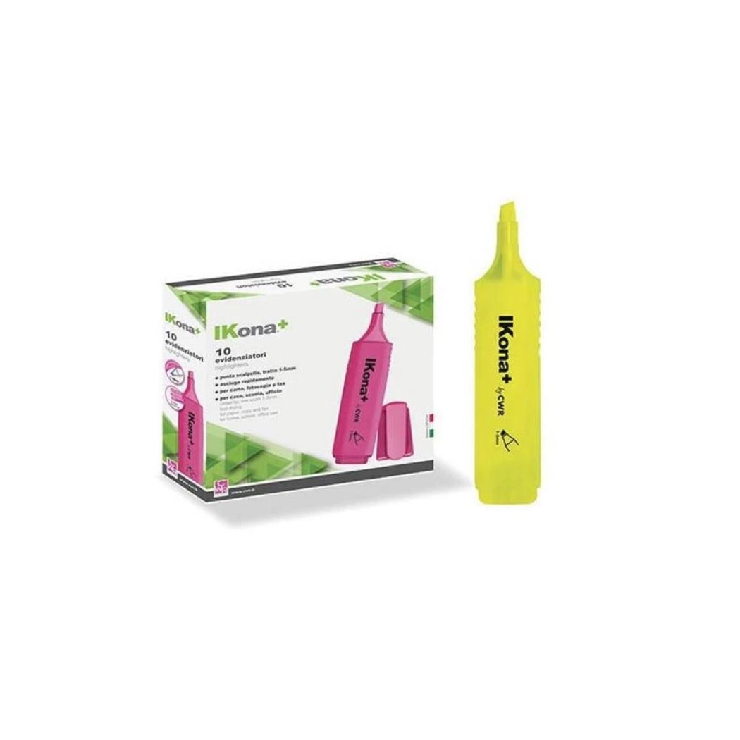 CONFEZIONE 10 PZ EVIDENZIATORE GIALLO IKONA+Generico