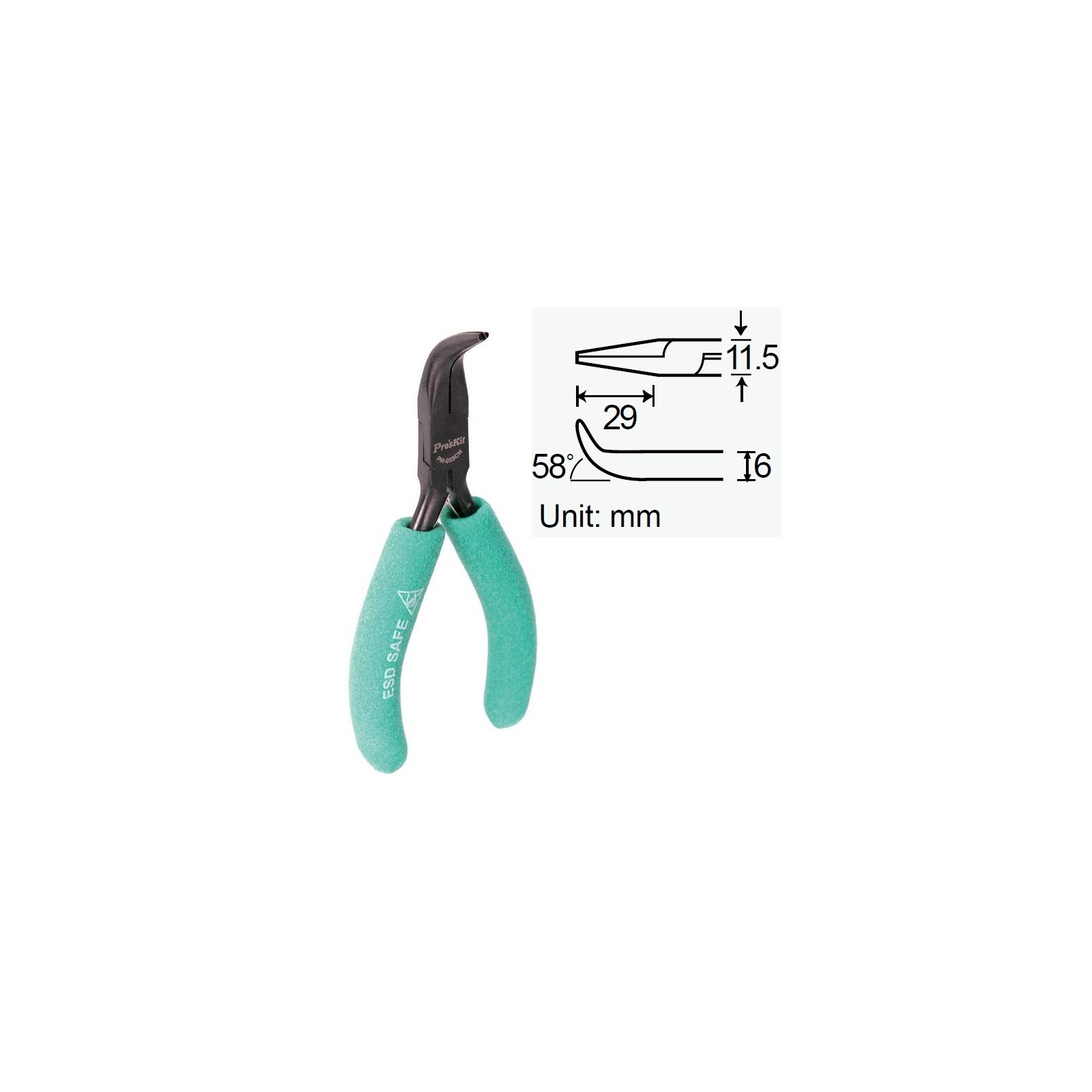 PROSKIT PM-055CN Pinza a becco ricurvo (127 mm) Proskit