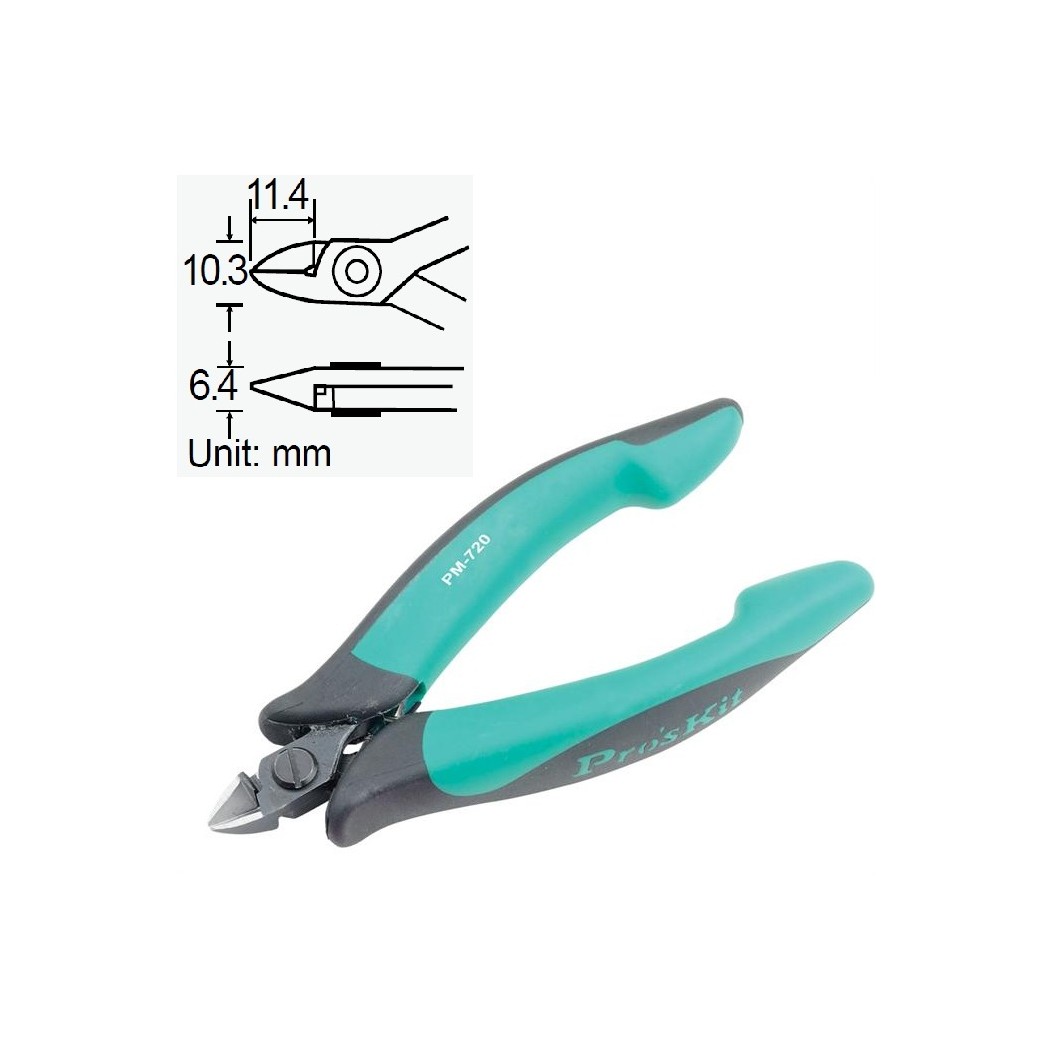 PROSKIT PM-720 Pinza per taglio diagonale semi-a filo con punte sottili (122 mm) Proskit