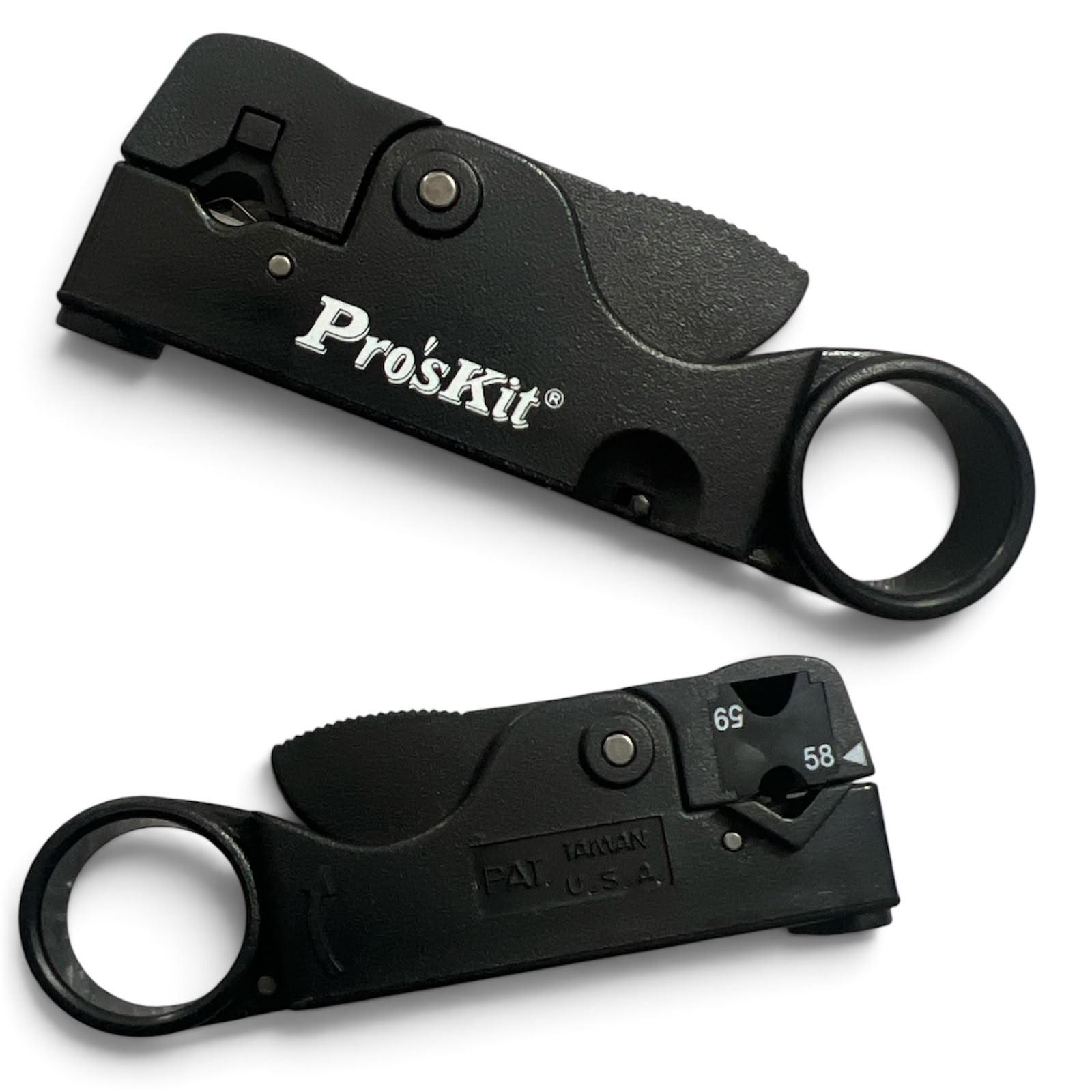 PROSKIT 6PK-332B Spellacavi coassiale rotativo per cavi RG-58/59/62/3C/4C CCTV VIDEOSORVEGLIANZA Proskit