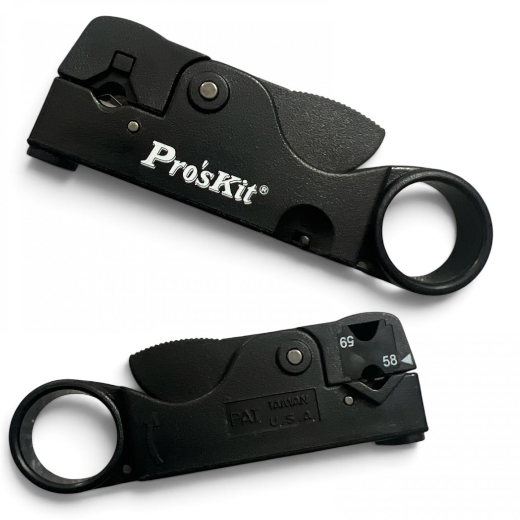 PROSKIT 6PK-332B Spellacavi coassiale rotativo per cavi RG-58/59/62/3C/4C CCTV VIDEOSORVEGLIANZA Proskit