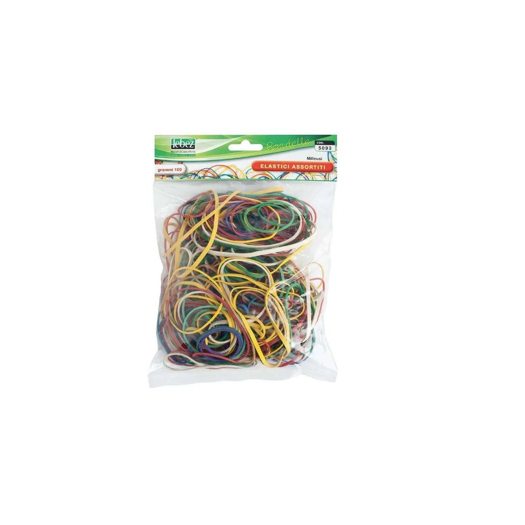 Lebez cod. 5093 Elastici gomma 100gr misure e colori assortiti Generico