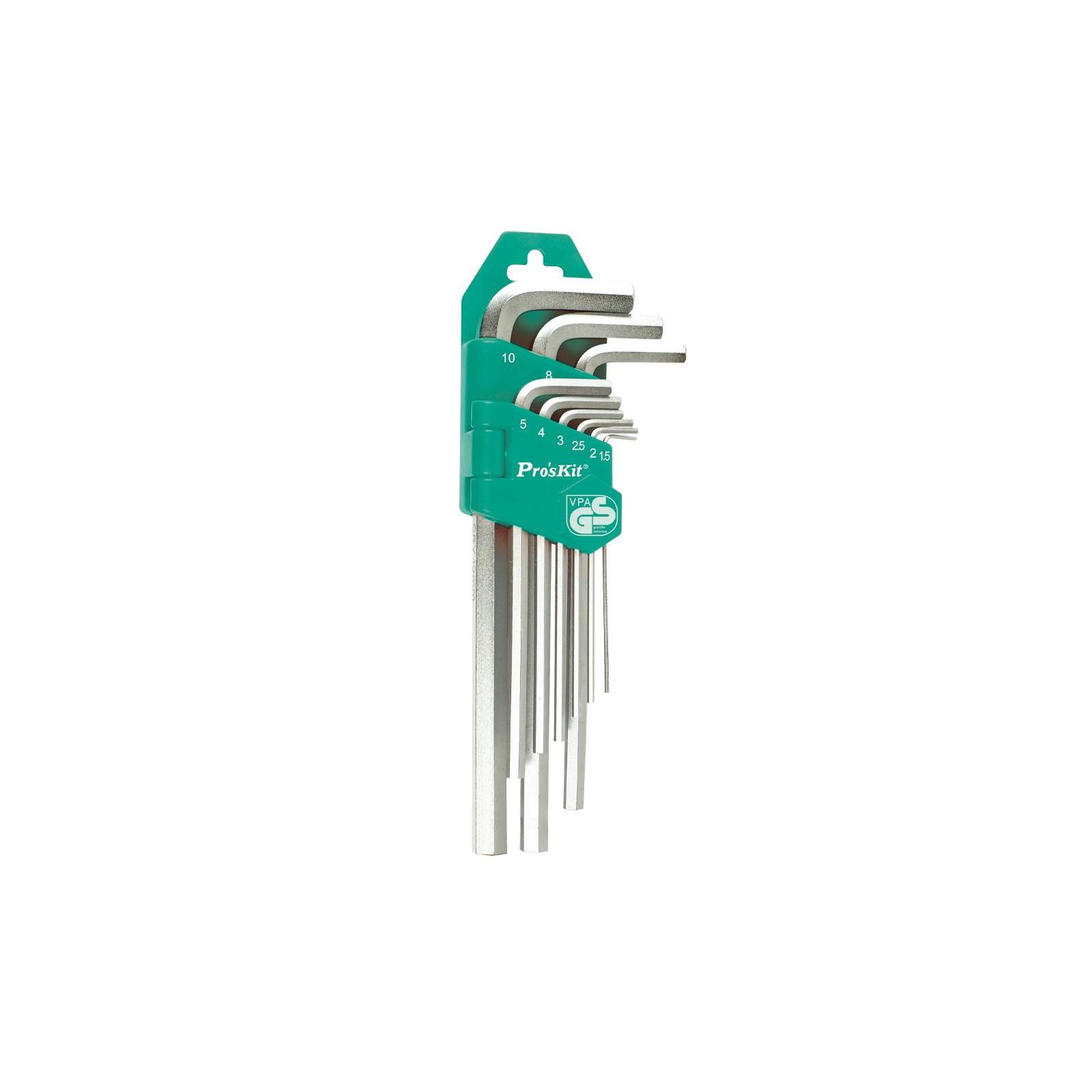 PROSKIT HW-129 Set di 9 chiavi esagonali a braccio lungo (1,5, 2, 2,5, 3, 4, 5, 6, 8, 10 mm)Proskit