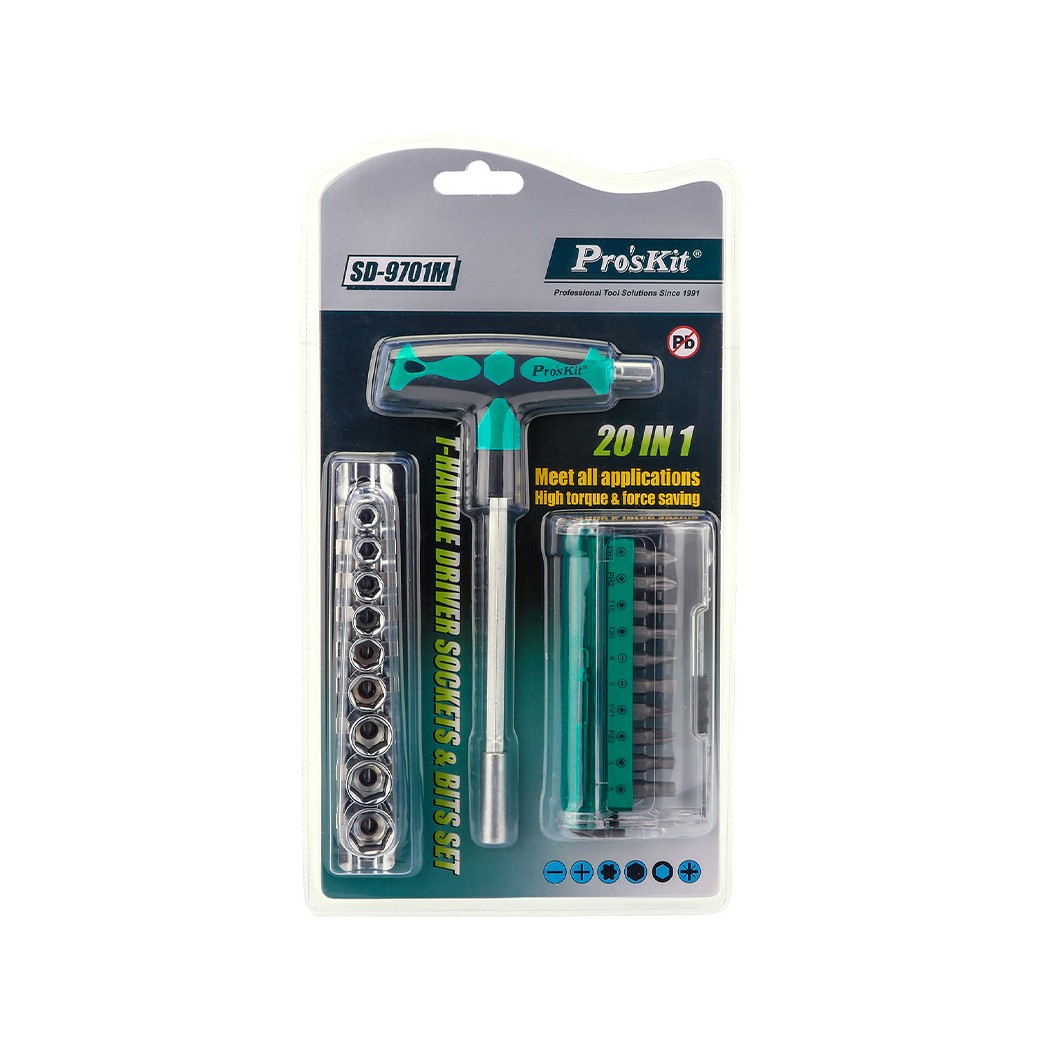 PROSKIT SD-9701M Set di bussole e inserti per cacciavite a T 20 in 1 Proskit