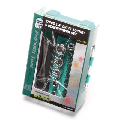 PROSKIT SD-2318M Set di 27 pezzi con bussole e cacciavite da 1/4" Proskit