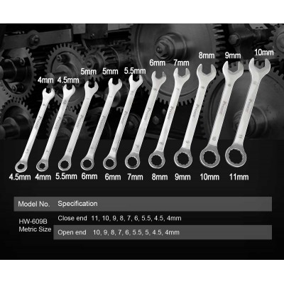 PROSKIT HW-609B Set di 10 chiavi combinate elettroniche (misure metriche)Proskit
