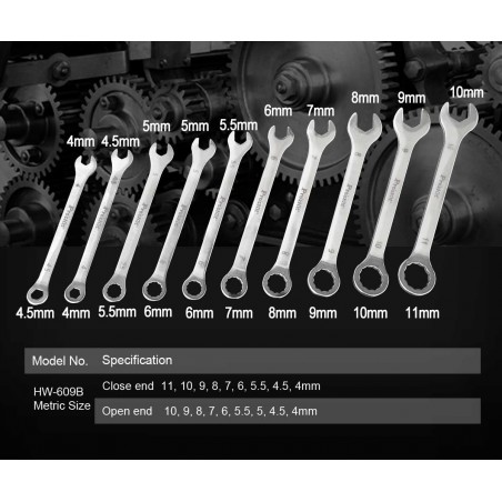 PROSKIT HW-609B Set di 10 chiavi combinate elettroniche (misure metriche)Proskit