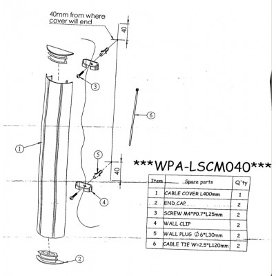 CANALINA COPRICAVO, 40cm WPA-LSCM040