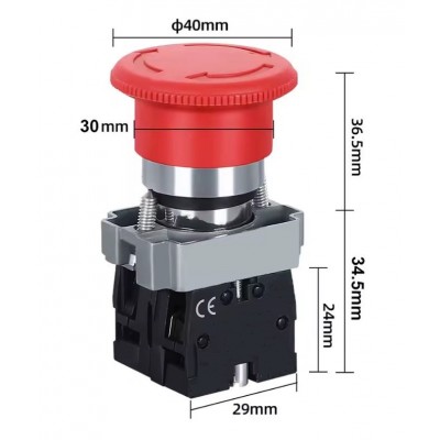 Pulsante di arresto di emergenza a rilascio D: 40 mm ALPHI INTERNATIONAL