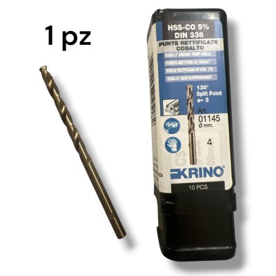 PUNTA KRINO 5 mm HSS-CO 5% DIN 338 PUNTE RETTIFICATE COBALTO ART. 01145Krino