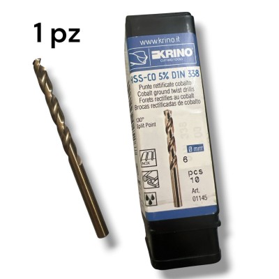 PUNTA KRINO 6 mm HSS-CO 5% DIN 338 PUNTE RETTIFICATE COBALTO ART. 01145Krino