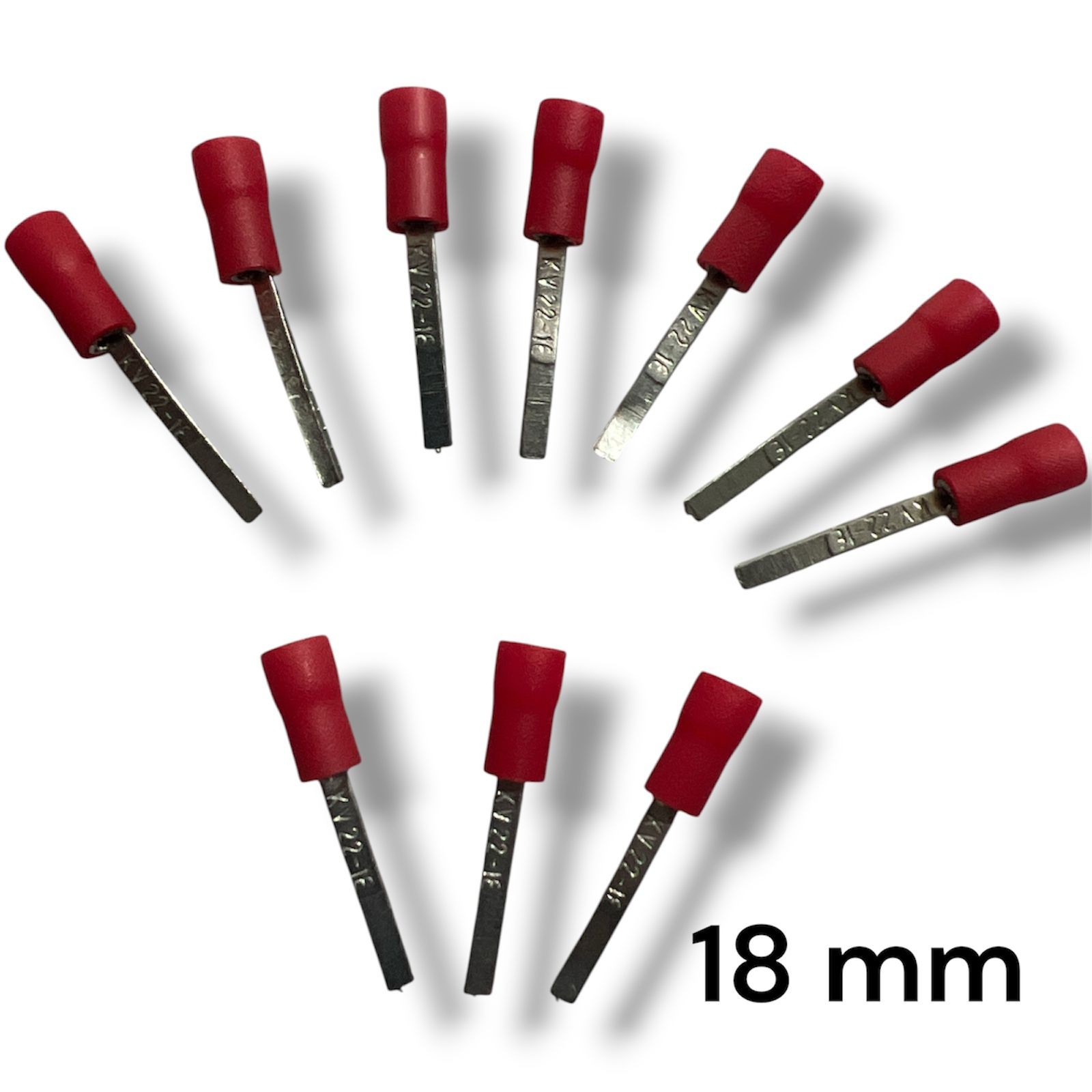 10 Pezzi Puntale piatto rosso lunghezza 18 mm larghezza 2,3 mm