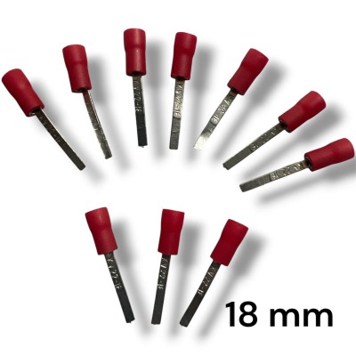 10 Pezzi Puntale piatto rosso lunghezza 18 mm larghezza 2,3 mm