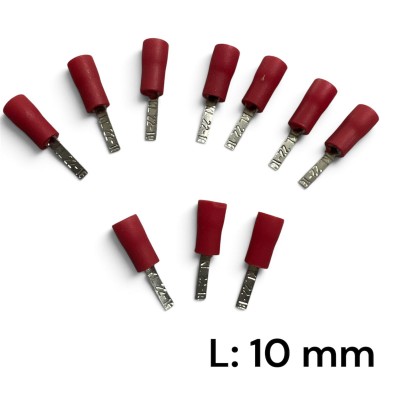 10 Pezzi Puntale piatto rosso lunghezza 10 mm larghezza 2,3 mm