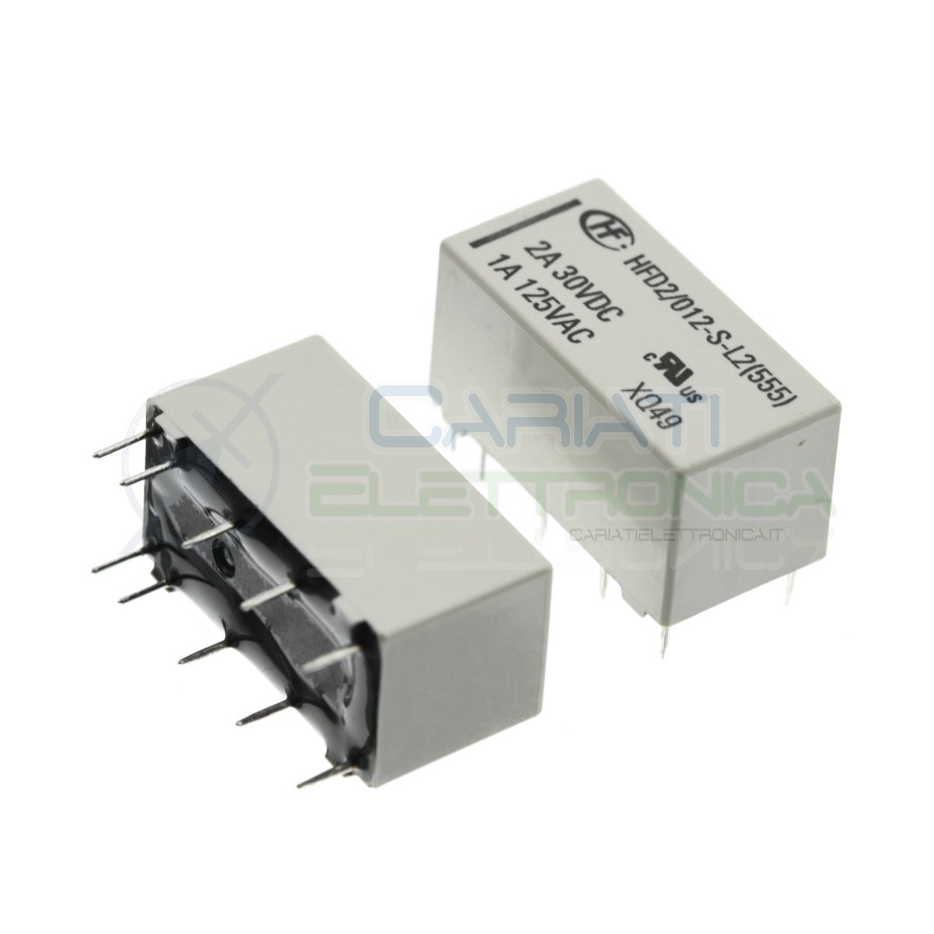 Relè HFD2/012-S-L2 Bistabile con bobina 12V Dpdt 2A 30Vdc 1A 125Vac HONGFA RELAY