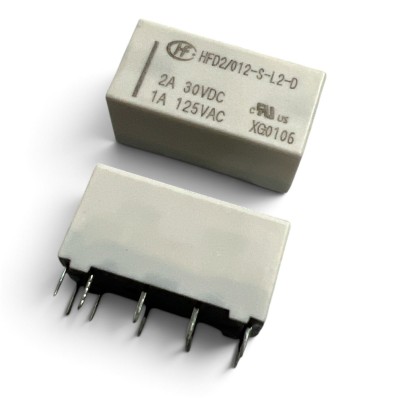 Relè HFD2/012-S-L2-D Bistabile con bobina 12V Dpdt 2A 30Vdc 1A 125Vac HONGFA RELAY