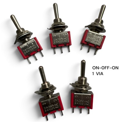 5 Pezzi MTS-103 ON OFF ON 2A 250V SPDT Interruttore, Deviatore a Leva 1 via da pannello Generico
