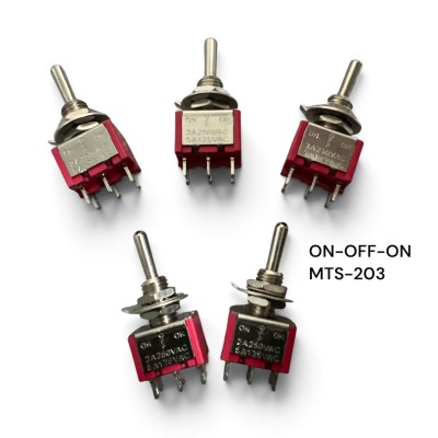 5 Pezzi Interruttore MTS-203 Deviatore a Leva ON OFF ON 2A 250V 6 Pin DP3T