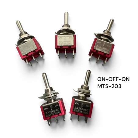 5 Pezzi Interruttore MTS-203 Deviatore a Leva ON OFF ON 2A 250V 6 Pin DP3T