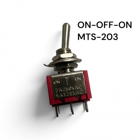Interruttore MTS-203 Deviatore a Leva ON OFF ON 2A 250V 6 Pin DP3T