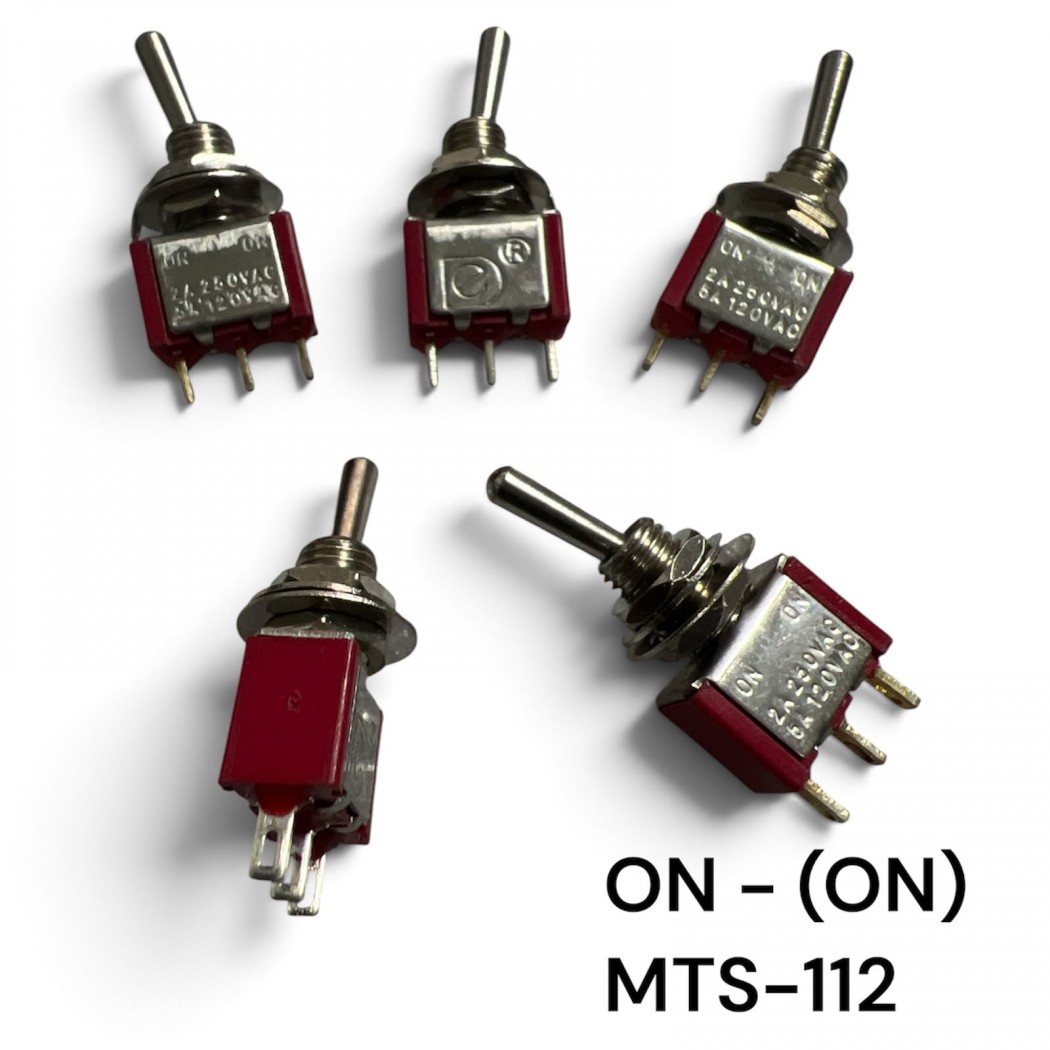 5 PEZZI MTS-112 Deviatore a Leva ON - (ON) 2A 250V con ritorno