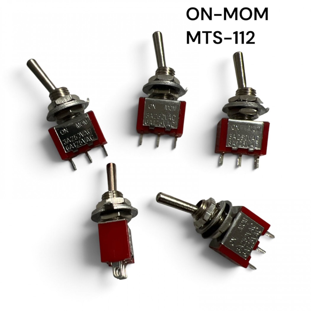 5 PEZZI MTS-112 Deviatore a Leva ON - MOM 2A 250V con ritorno