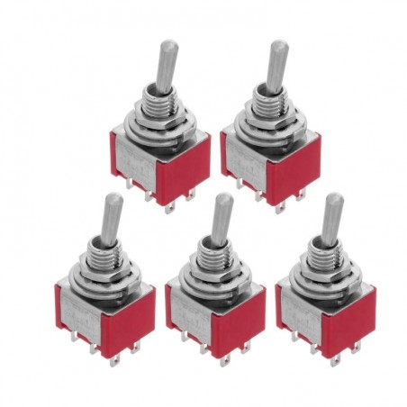 5 Pz Interruttore MTS-212 ON - (ON) Momentaneo DPDT 2A 250V da pannello Generico
