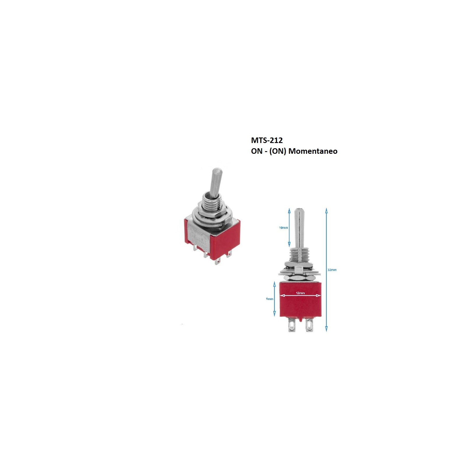 Interruttore MTS-212 ON - (ON) Momentaneo DPDT 2A 250V da pannelloGenerico