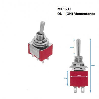 Interruttore MTS-212 ON - (ON) Momentaneo DPDT 2A 250V da pannelloGenerico