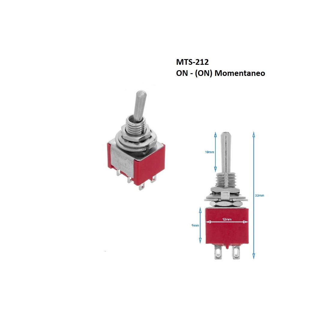 Interruttore MTS-212 ON - (ON) Momentaneo DPDT 2A 250V da pannelloGenerico