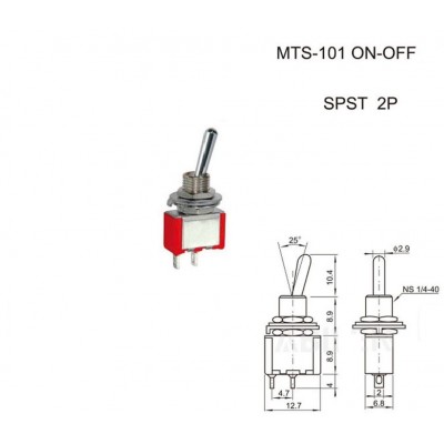Interruttore MTS-101 ON - OFF SPST 2A 250V da pannello