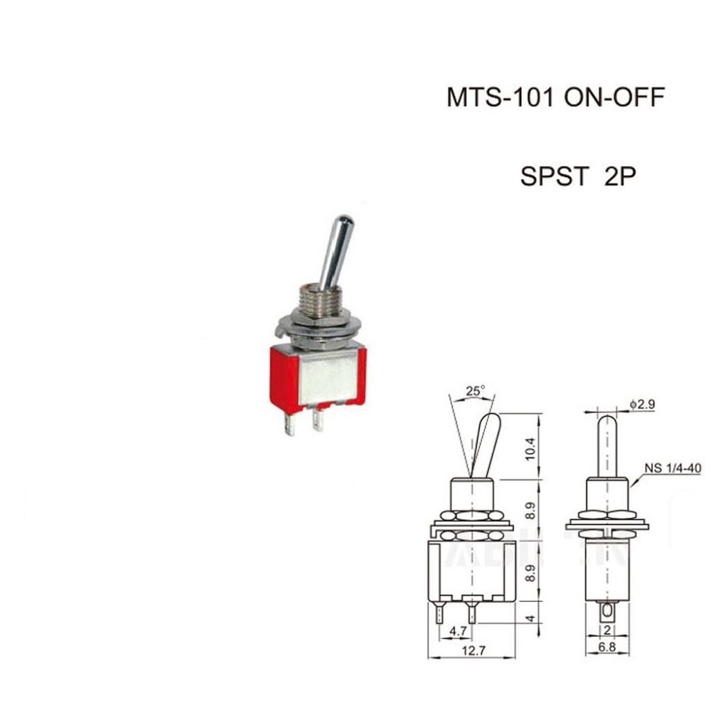Interruttore MTS-101 ON - OFF SPST 2A 250V da pannello