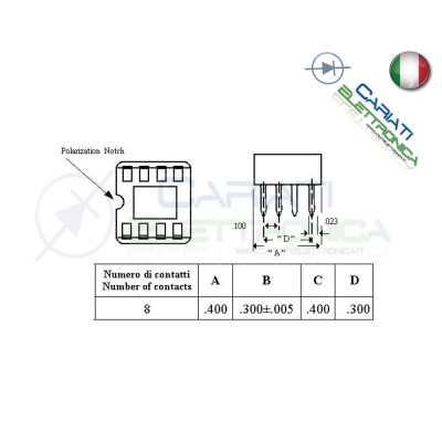 10 Pezzi Zoccolo Doppia Molla DIP 8 Pin per circuiti integrati DIL DIP-8 ZoccoliGenerico
