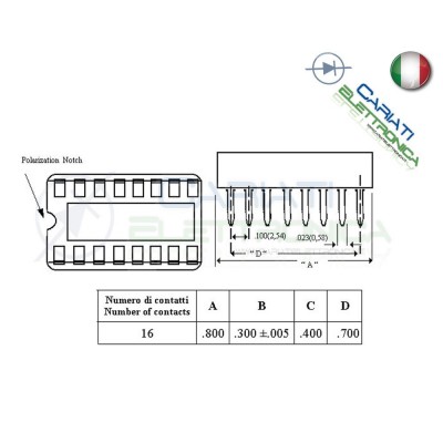10 Pezzi Zoccolo Zoccoli Doppia Molla 16 Pin per circuiti integrati DIL Generico