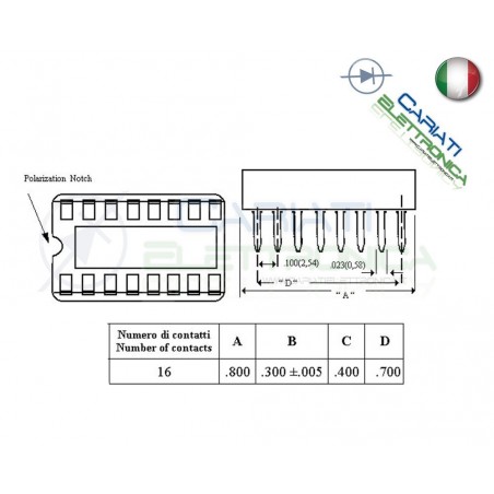 10 pcs Socket Ic 16 Pin for electronic board DILGenerico