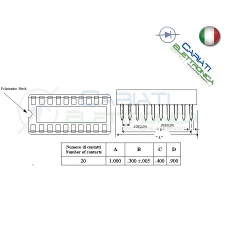 10 Pezzi Zoccolo Zoccoli Doppia Molla 20 Pin per circuiti integrati DILGenerico