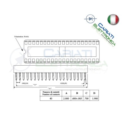 2 Pezzi Zoccolo Zoccoli Doppia Molla 40 Pin per circuiti integrati DIL Generico