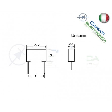 25 PEZZI Condensatore Poliestere 470nF 470 nF 63V P 5mm
