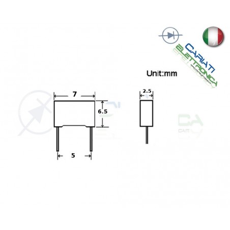 10 PEZZI Condensatore Poliestere 47nF 47 nF 100V P 5mm