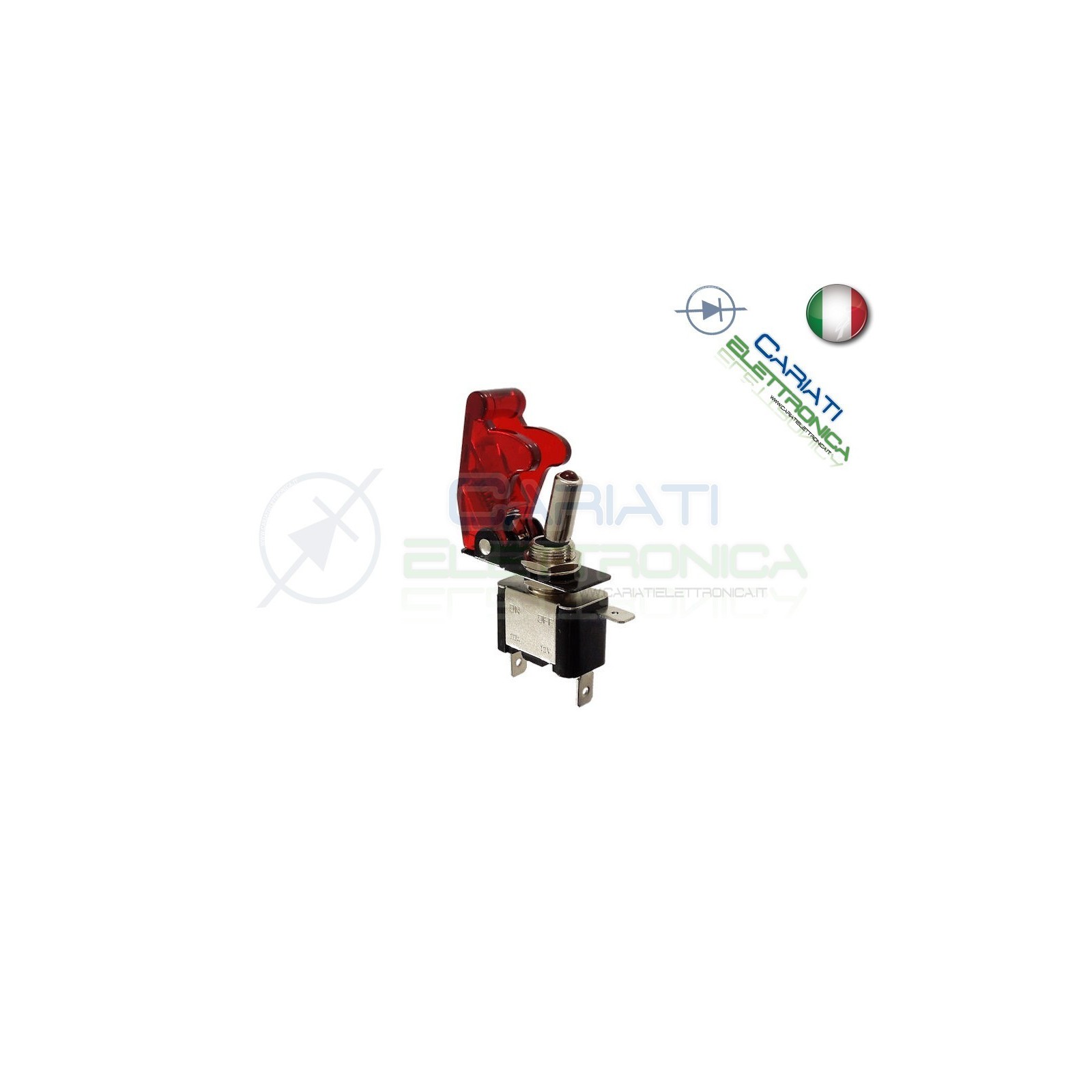 Interruttore Leva Con Led Rosso Tuning 12V 20A Trasparente