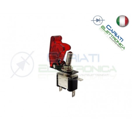 Interruttore Leva Con Led Rosso Tuning 12V 20A Trasparente