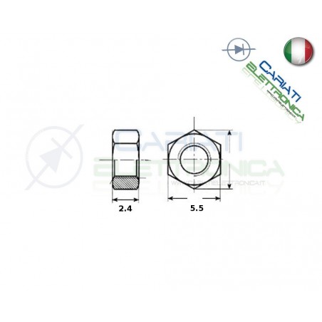 10 PEZZI Dado M3 ZINCATO in Metallo 6S UNI 5588 PG Distanziali Dadi Ambrovit