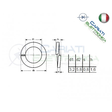 100 PEZZI Rondella M3 in Metallo Distanziali Rondelle Elastiche Ambrovit