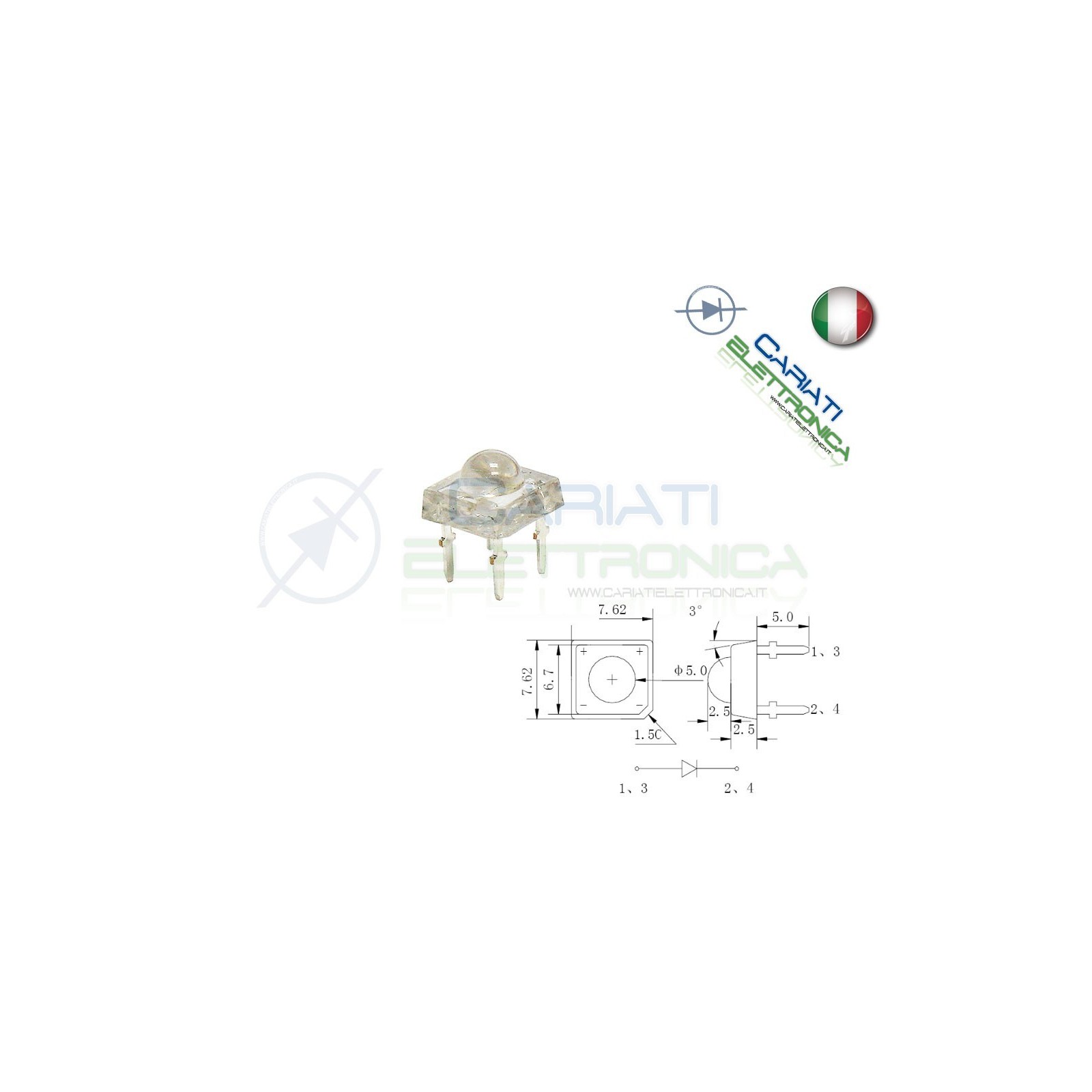 100 pz Led Blu Super Flux Sflux 2700mcd 70°