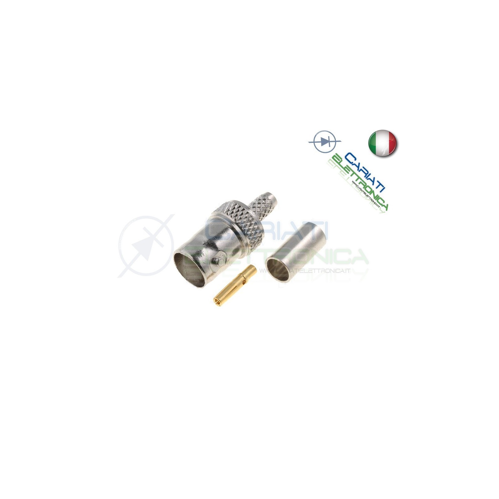CONNETTORE FEMMINA RG58 50ohm VIDEO BNC VIDEOSORVEGLIANZA CRIMPARE CAVO