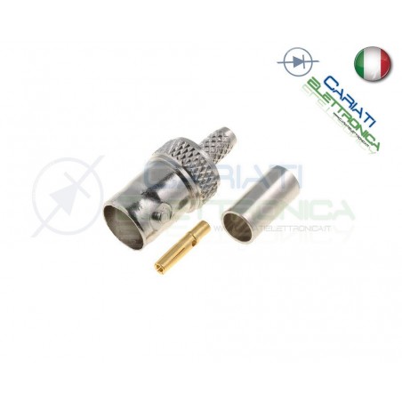 CONNETTORE FEMMINA RG58 50ohm VIDEO BNC VIDEOSORVEGLIANZA CRIMPARE CAVO