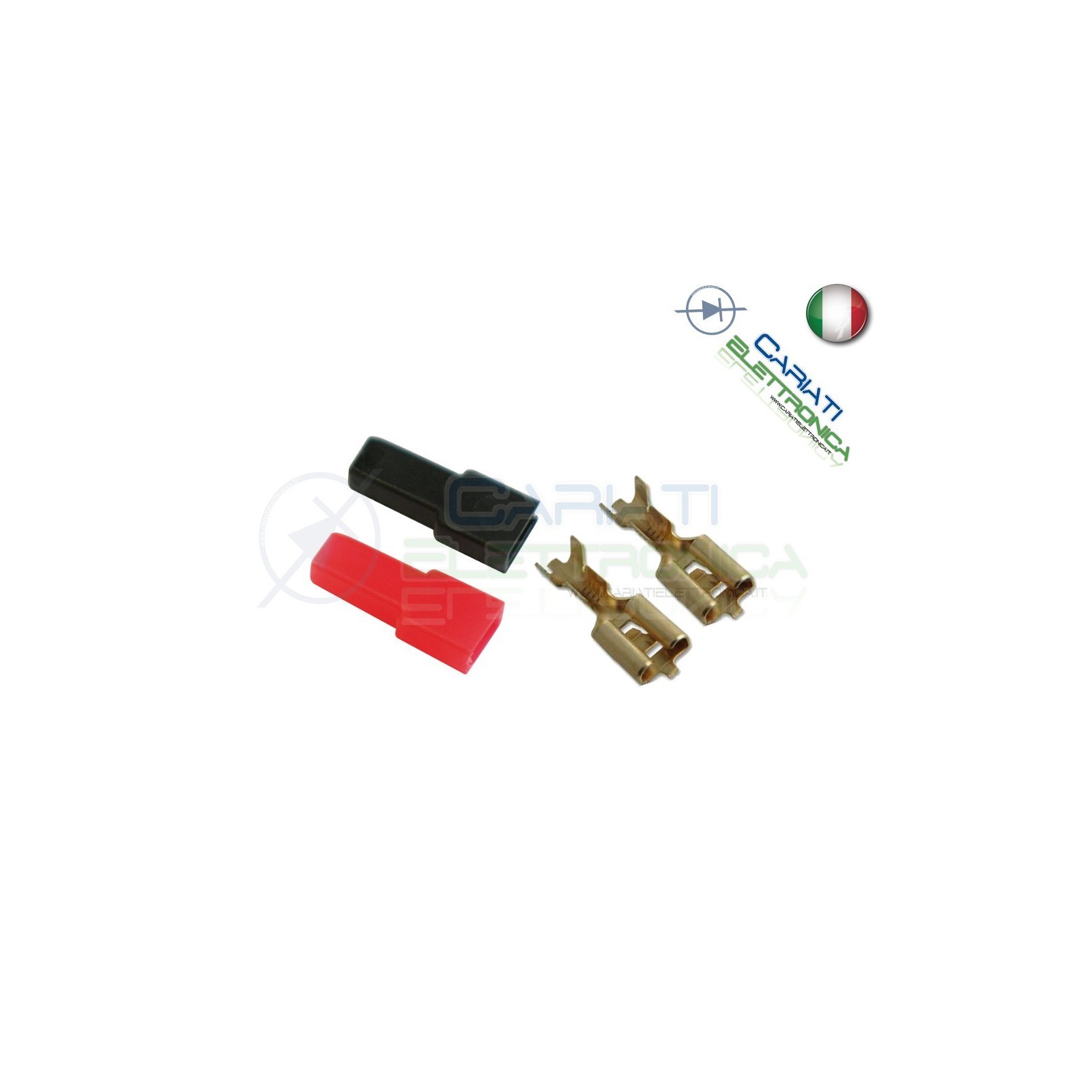 Kit 10 PEZZI Faston Femmina 6,35x0,8mm con 10 Coprifaston Rosso Nero