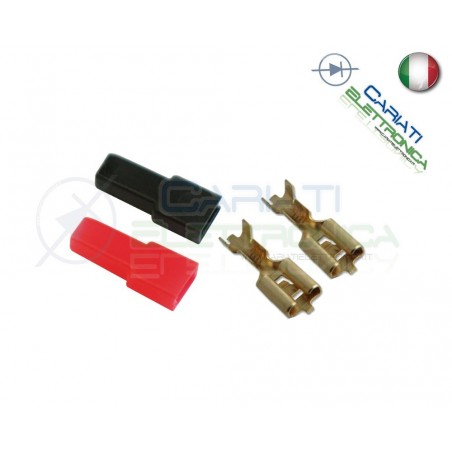 Kit 50 PEZZI Faston Femmina 6,35x0,8mm con 50 Coprifaston Rosso Nero