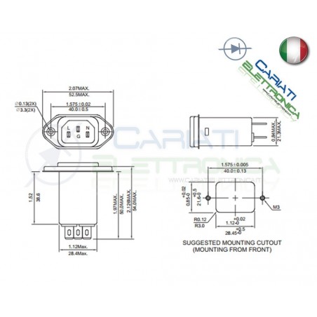 Filtro di Rete EMI Connettore IEC da pannello 10A 10GEEG3E Delta elettronics