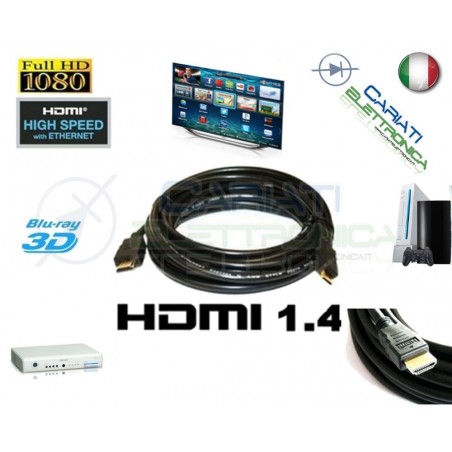 5 PEZZI Cavo HDMI 1.4 1 Metro mt in RAME Tv Video Dvd Console PC BLU-RAYGenerico